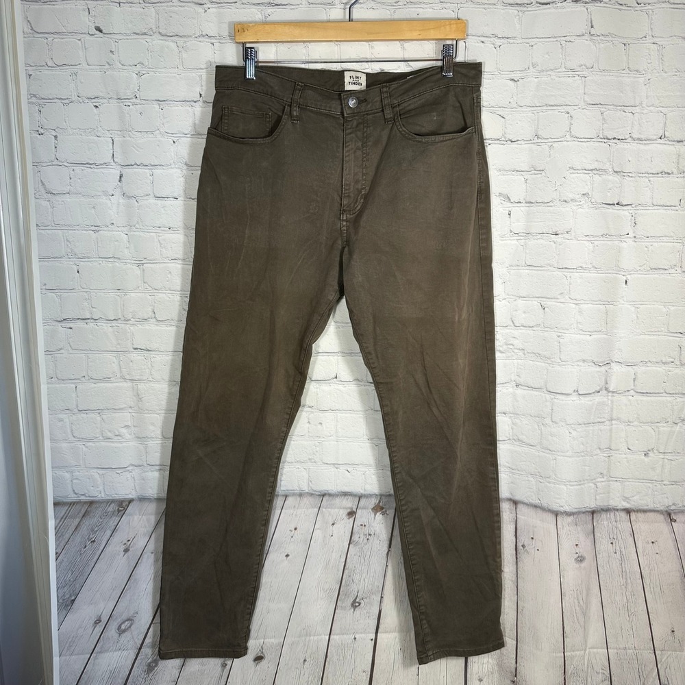 Flint and Tinder 365 Tapered Fit Pants Mens 32x31 Brown‎ Olive Five Pocket Chino